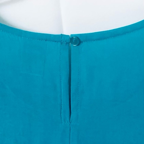 This & That Women’s Teal Floral Embroidered Shortsleeved Free-flowing Blouse - Picture 6 of 14